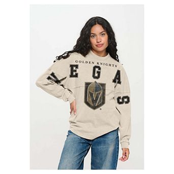 Unisex Fanatics Cream Vegas Golden Knights Oversized Front Print Spirit Jersey Long Sleeve T-Shirt