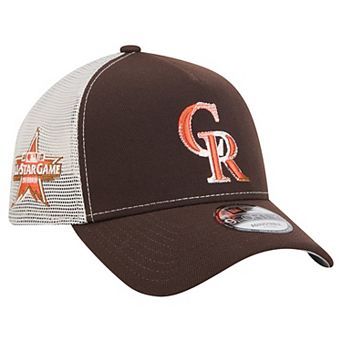 Men's New Era Brown Colorado Rockies Pumpkin Spice A-Frame 9FORTY Adjustable Trucker Hat