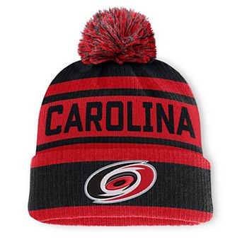 Men's Fanatics Black/Red Carolina Hurricanes Fundamental Cuffed Knit Hat with Pom