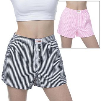 Women's ZooZatz Pink/Black Texas Longhorns Two-Pack Boxer Shorts Set