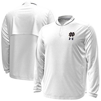 Men's Under Armour White Notre Dame Fighting Irish 2026 Sideline Motivate Woven Quarter-Zip Long Sleeve Pullover