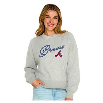 Women's Soft as a Grape Heather Gray Atlanta Braves Snuggly Sweatshirt