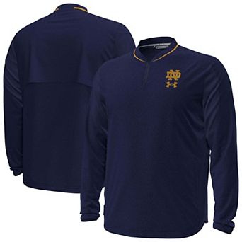 Men's Under Armour Navy Notre Dame Fighting Irish 2026 Sideline Motivate Woven Quarter-Zip Long Sleeve Pullover