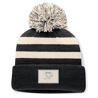 Women's Fanatics Black Pittsburgh Penguins Fundamental Cottage Cuffed Knit Hat with Pom