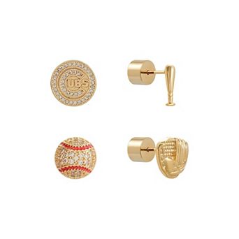 by Jill Martin Chicago Cubs Glam Day 4-Pack Post Back Earrings Set
