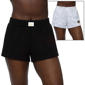 Women's ZooZatz Black/Gray Iowa Hawkeyes Two-Pack Knockout Shorts Set