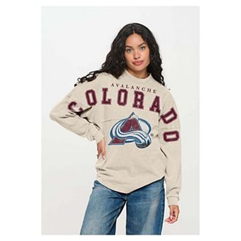 Unisex Fanatics Cream Colorado Avalanche Oversized Front Print Spirit Jersey Long Sleeve T-Shirt