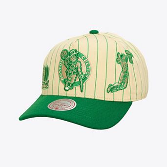 Men's Mitchell & Ness Cream Boston Celtics Retro Roots Stripe Pro Adjustable Hat