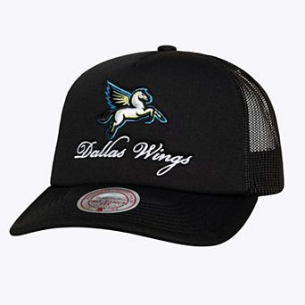 Unisex Mitchell & Ness Black Dallas Wings Script Pro Pinch Adjustable Trucker Hat