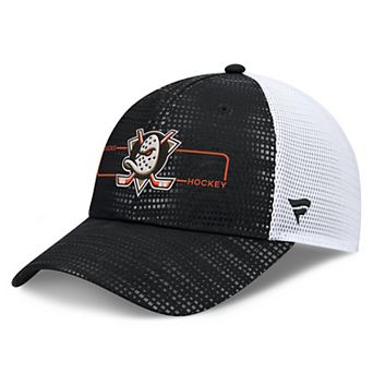 Men's Fanatics Black Anaheim Ducks Authentic Pro Rink Boxed Logo Trucker Hat
