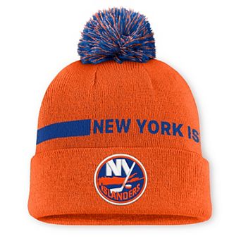 Men's Fanatics Orange New York Islanders Authentic Pro Rink Cuffed Knit Hat with Pom
