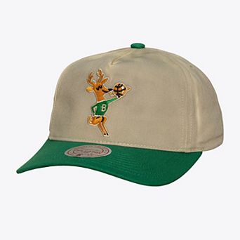 Men's Mitchell & Ness Cream Milwaukee Bucks Hardwood Classics Retro Roots Snapback Hat