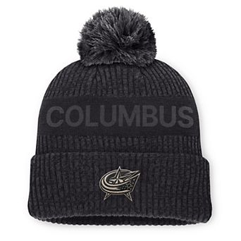 Men's Fanatics Charcoal Columbus Blue Jackets Road Phantom Cuffed Knit Hat with Pom