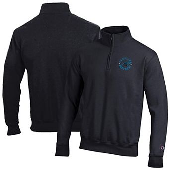 Men's Champion Black Carolina Panthers Powerblend Quarter-Zip Pullover