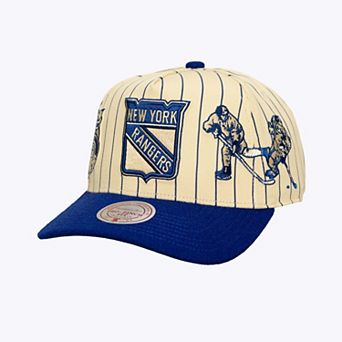 Men's Mitchell & Ness Cream New York Rangers Retro Roots Vintage Stripe Pro Snapback Hat
