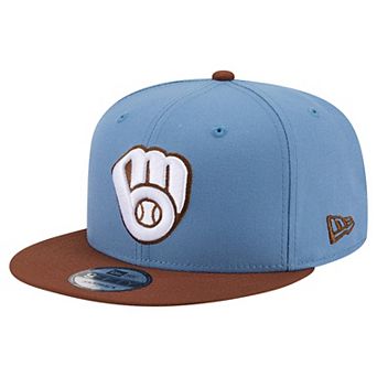 Men's New Era Light Blue/Brown Milwaukee Brewers Color Pack 9FIFTY Snapback Hat