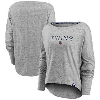 Women's Fanatics Gray Minnesota Twins Nostalgia Long Sleeve T-Shirt
