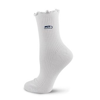 Women's PRO Compression White Seattle Seahawks Logo Lettuce Hem Quarter Socks