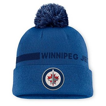 Men's Fanatics Blue Winnipeg Jets Authentic Pro Rink Cuffed Knit Hat with Pom
