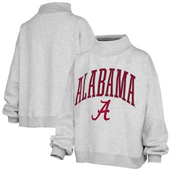 Women's Pressbox Gray Alabama Crimson Tide Nelson Texture Lingo Mock Neck Fleece Sweatshirt