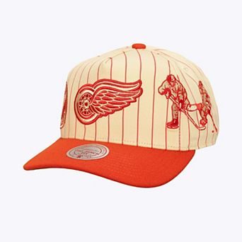 Men's Mitchell & Ness Cream Detroit Red Wings Retro Roots Vintage Stripe Pro Snapback Hat