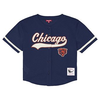 Women's Mitchell & Ness Navy Chicago Bears Plus Size Retro Roots Baseball Jersey