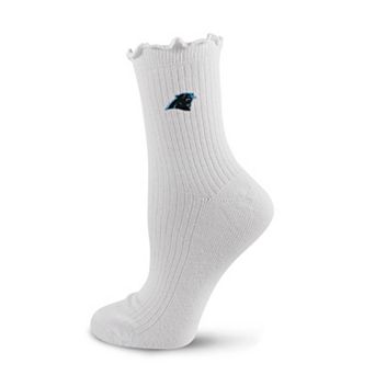 Women's PRO Compression White Carolina Panthers Logo Lettuce Hem Quarter Socks