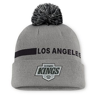 Men's Fanatics Gray Los Angeles Kings Authentic Pro Rink Cuffed Knit Hat with Pom