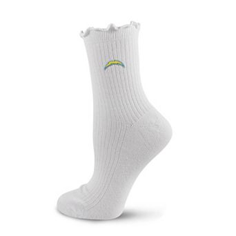 Women's PRO Compression White Los Angeles Chargers Logo Lettuce Hem Quarter Socks