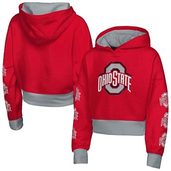 Girls Youth Outerstuff Scarlet Ohio State Buckeyes Fair Catch Poly Fleece Hoodie