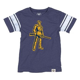 Youth Wes & Willy Navy West Virginia Mountaineers Football Jersey T-Shirt
