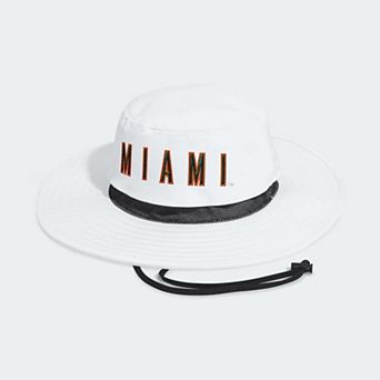 Men's adidas White Miami Hurricanes 2026 Sideline Wide Brim Boonie Bucket Hat