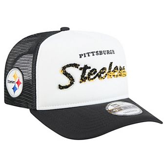 Men's New Era White/Black Pittsburgh Steelers Foam A-Frame 9FIFTY Snapback Trucker Hat