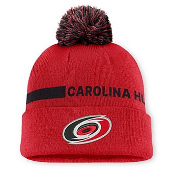 Men's Fanatics Red Carolina Hurricanes Authentic Pro Rink Cuffed Knit Hat with Pom