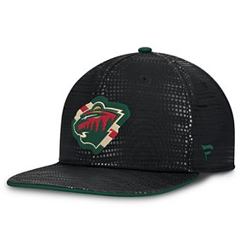 Men's Fanatics Black Minnesota Wild Authentic Pro Rink Square Visor Snapback Hat
