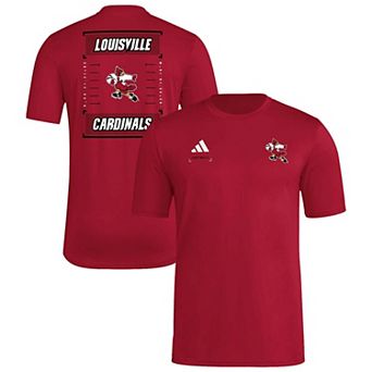 Men's adidas Red Louisville Cardinals Locker Football Icon AEROREADY Pre-Game T-Shirt