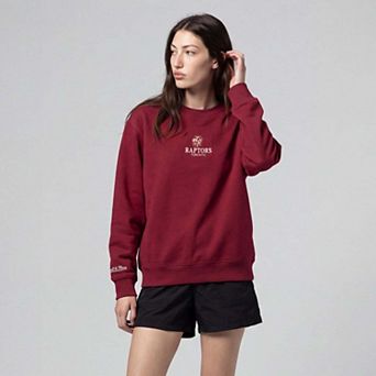 Women's Mitchell & Ness Red Toronto Raptors Core Essentials Micro Logo Fleece Sweatshirt