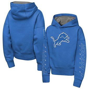 Girls Youth Outerstuff Blue Detroit Lions Miss Tailgate Color Block Hoodie