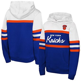 Youth Mitchell & Ness Blue/White New York Knicks Vintage Head Coach Hoodie