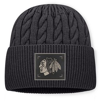 Men's Fanatics Charcoal Chicago Blackhawks Road Phantom Oversized Cuffed Knit Hat