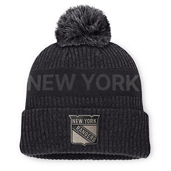 Men's Fanatics Charcoal New York Rangers Road Phantom Cuffed Knit Hat with Pom