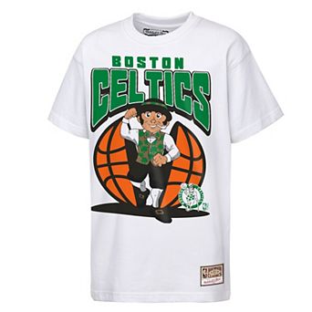 Youth Mitchell & Ness White Boston Celtics Mascot Mania T-Shirt