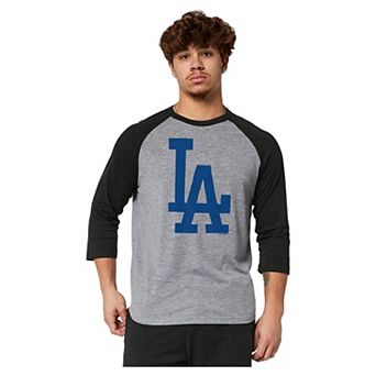 Men's Homage Gray Los Angeles Dodgers Raglan Tri-Blend 3/4-Sleeve T-Shirt