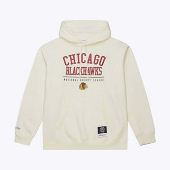 Men's Mitchell & Ness Cream Chicago Blackhawks Walk-Off Logo Fleece Hoodie