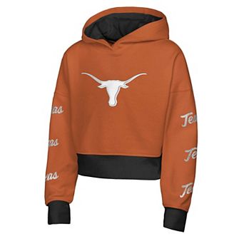 Girls Youth Outerstuff Texas Orange Texas Longhorns Fair Catch Poly Fleece Hoodie