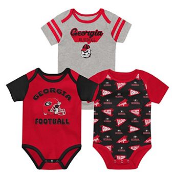 Infant Outerstuff Red/Black/Gray Georgia Bulldogs Star Player Three-Piece Bodysuit Set