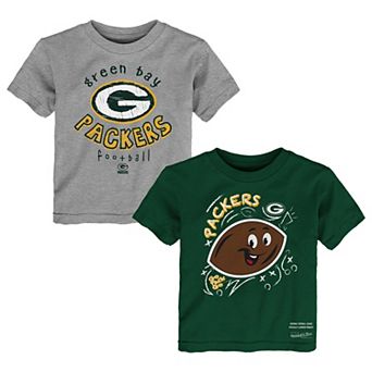 Toddler Mitchell & Ness Hunter Green/Gray Green Bay Packers Two-Pack Sketched Up T-Shirt Set