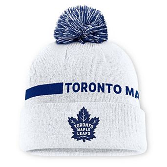 Men's Fanatics White Toronto Maple Leafs Authentic Pro Rink Cuffed Knit Hat with Pom