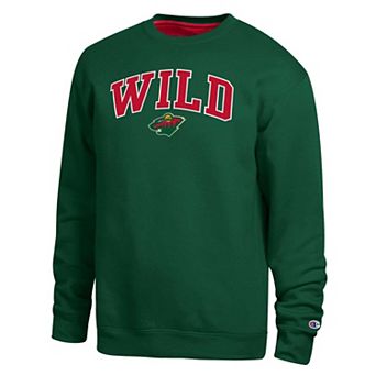 Men's Champion Green Minnesota Wild Contrast Sweatshirt
