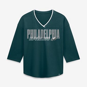 Women's Fanatics Midnight Green Philadelphia Eagles Plus Size Deceptive Juke 3/4-Sleeve V-Neck T-Shirt